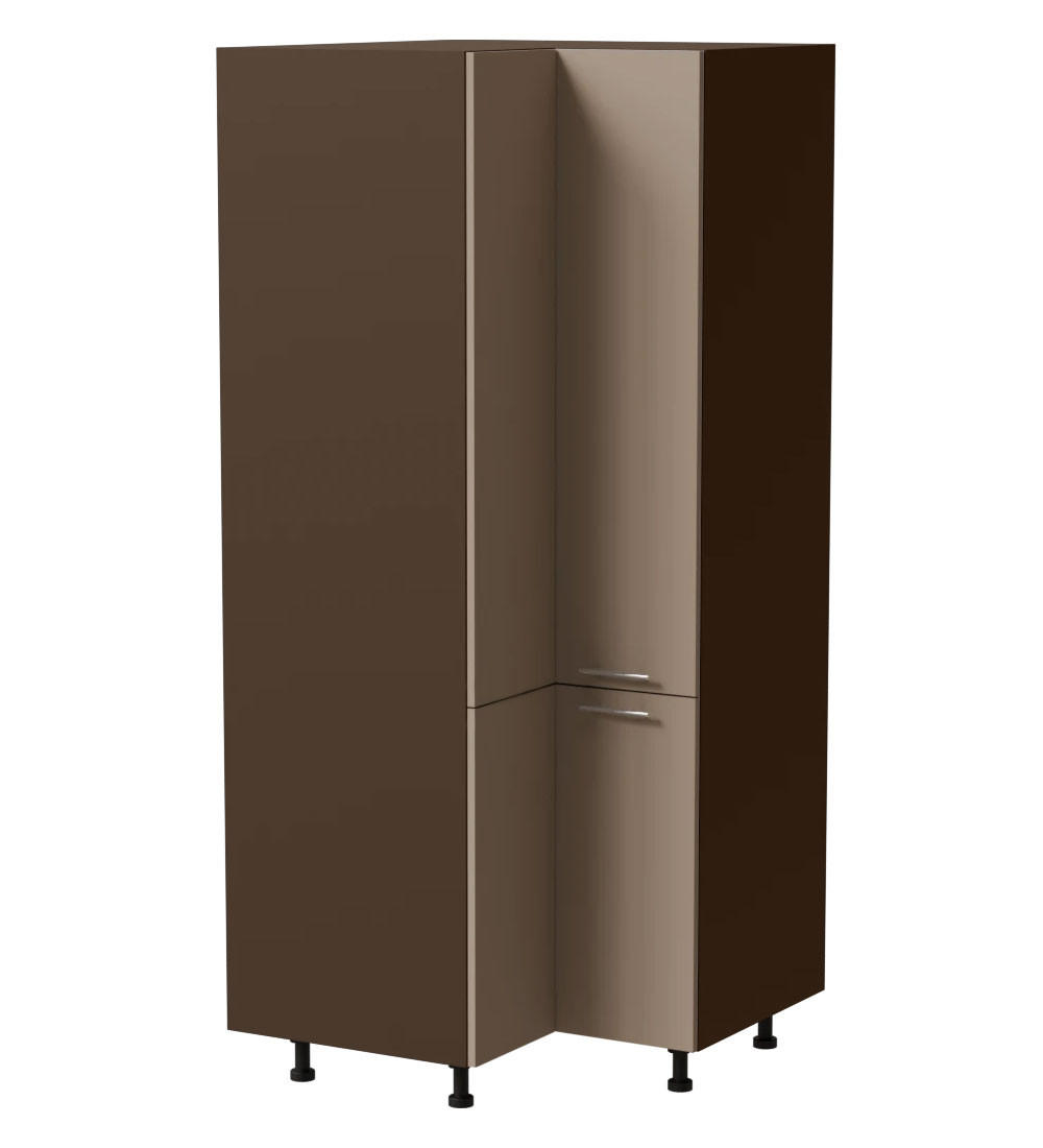 ECKVORRATSSCHRANK Brerra D24N/207 Lava / RAL 1019 graubeige Matt 90 / 90 / 207cm - Dunkelgrau/Beige, Holz/Holzwerkstoff (90/207/90cm) - Feldmann-Wohnen