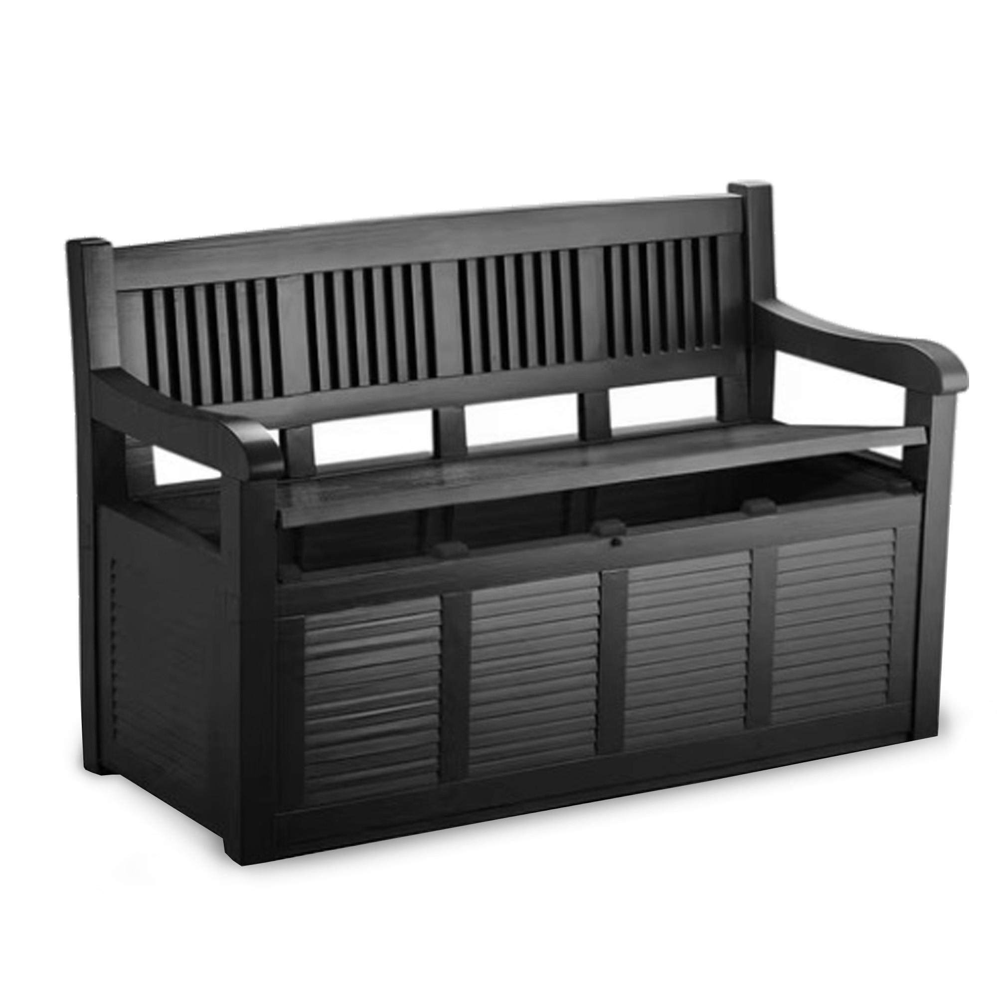 TRUHENBANK 130x60x85 cm ( Schwarz ) UV- und wetterbeständige Sitztruhe mit integrierter Kissenbox für Garten und Balkon - Schwarz, Kunststoff (60/85/130cm) - Bestlivings