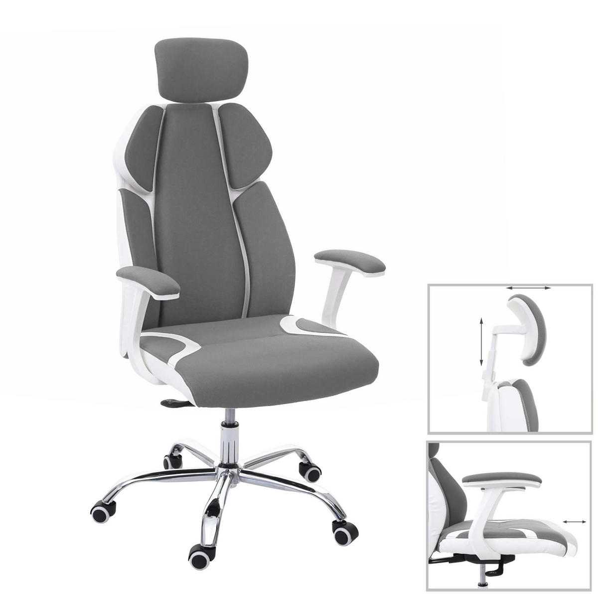 BÜROSTUHL Grau, Weiß - Weiß/Grau, Textil (63/134/92cm) - MCW