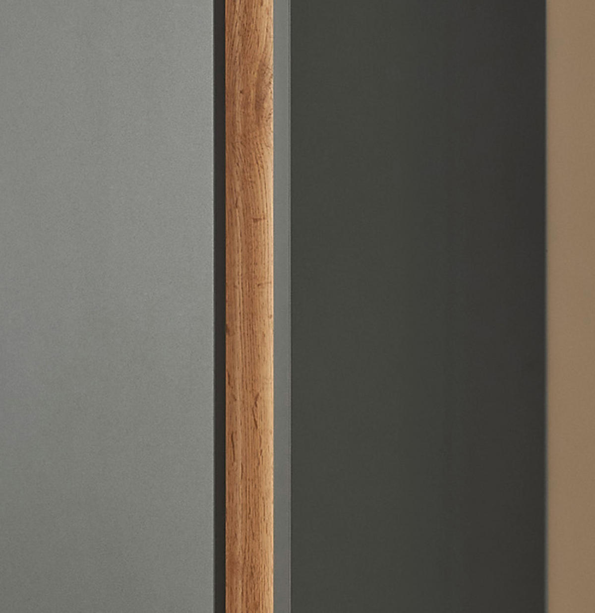 SCHUHSCHRANK grau matt, Eiche Wotan 50x200 cm, Graderobenschrank 10 Fächer - Eiche Wotan/Schwarz, Holzwerkstoff/Kunststoff (50/200/40cm) - Furn.Design