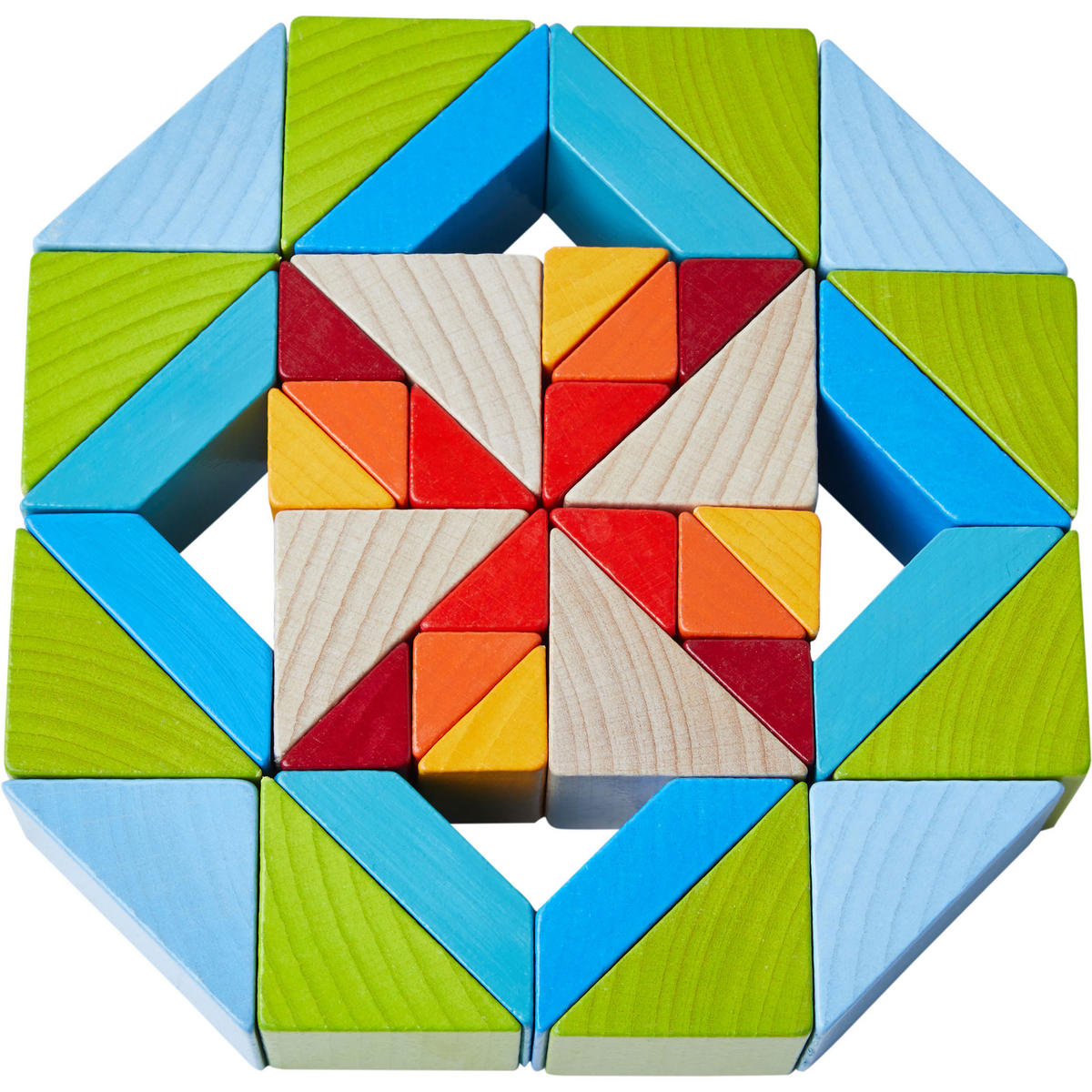 3D-LEGESPIEL Würfelmosaik, Buche - Multicolor, Naturmaterialien (22.3/7/51.2cm) - Haba