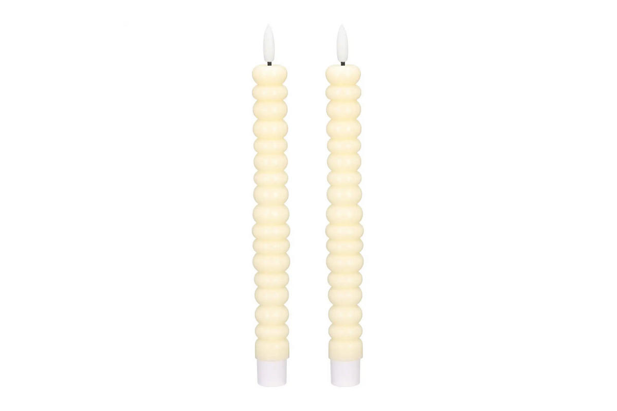LED-KERZENSET Ø2,2x22 cm, Creme - Creme, Naturmaterialien (2.2/2.2/22cm) - dasmöbelwerk