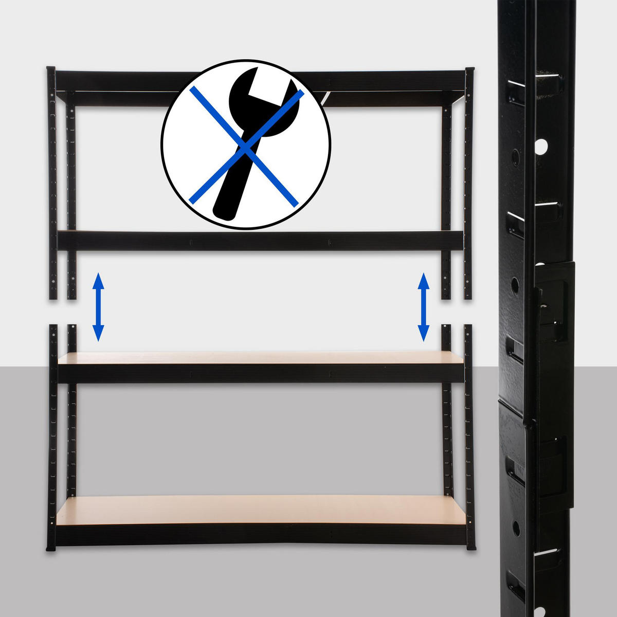 LAGERREGAL 160/60 cm Metall Schwarz - Schwarz, Metall (160/180/60cm) - CLP