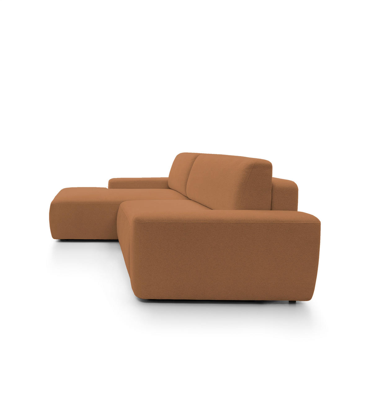 ECKSOFA BOULI 4-Sitzer ECKSOFA BOULI Raven Polstersofa mit Schlaffunktion 130x210cm Bettzeugablage 264x162x82cm linksseitig Farbe: orange - Orange, Holz/Textil (162/264cm) - DomoHome