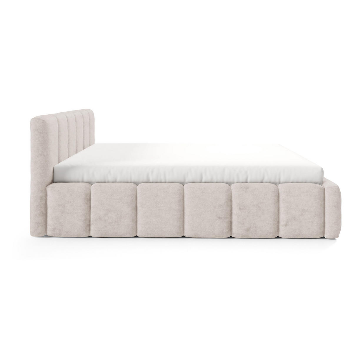 POLSTERBETT KALLA Medium 180x200 cm mit Bettkasten – PERFECT HARMONY 02 - Creme, Holz (180/200cm) - Dekori_Interiors