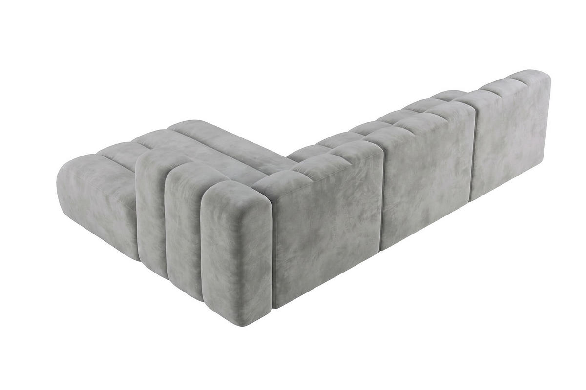 ECKSOFA Modulares In L-Form, Velvet-Stoff Riviera, Grau, Links, GRAND 295 cm - Grau, Holz (295/179cm) - Kaiser Möbel