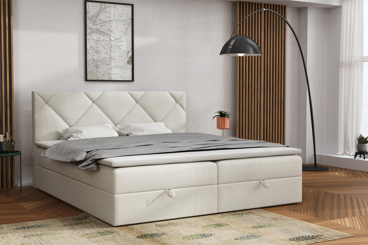 BOXBETT Panama 140x200 Beige - Beige, Textil/Metall (140/200cm) - VLR BEDS