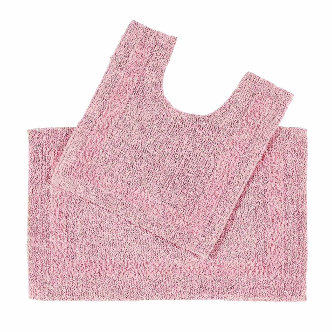 BADGARNITUR 2-teilig, Badematte & WC-Vorleger, wendbar - Rosa, Textil (50/80cm) - Homescapes
