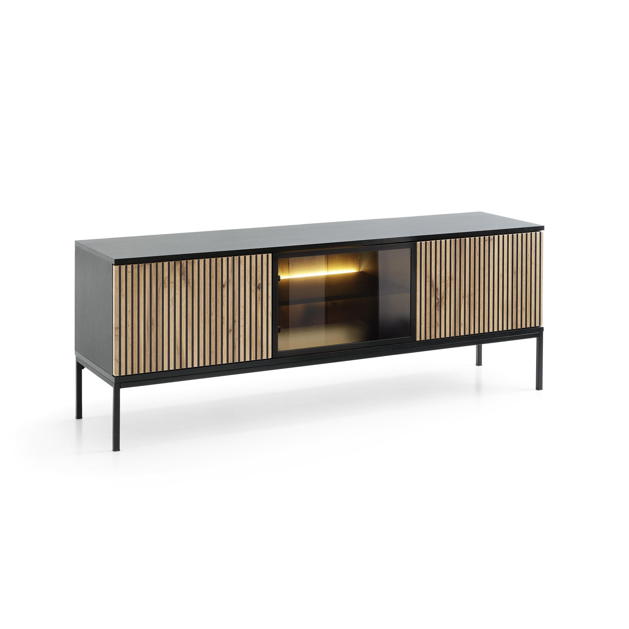 Masseno Lowboard Schwarz 154x56x39 cm