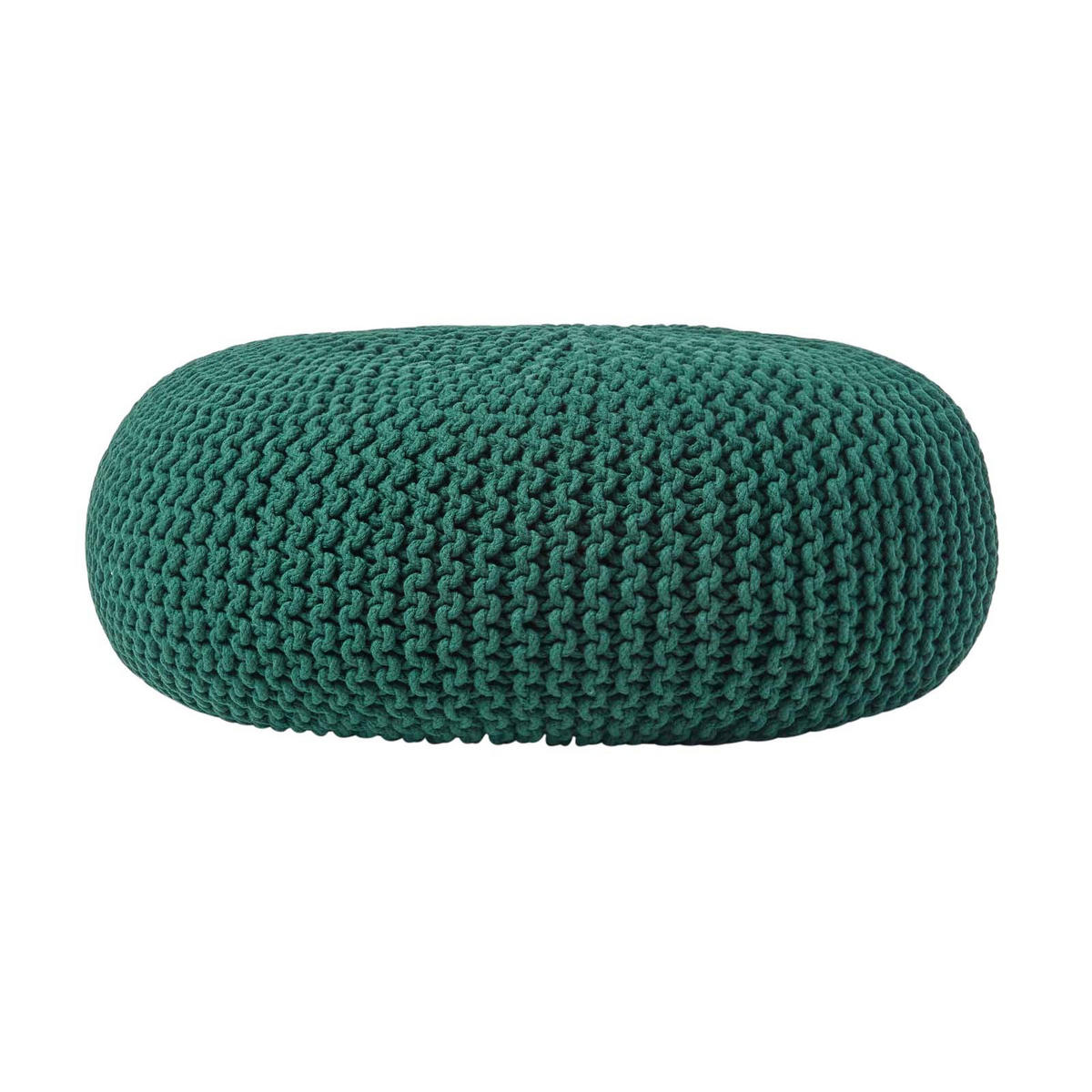 STRICK-POUF tannengrün, Bodenkissen rund 70/70/23 cm - Waldgrün, Textil (70/23/70cm) - Homescapes