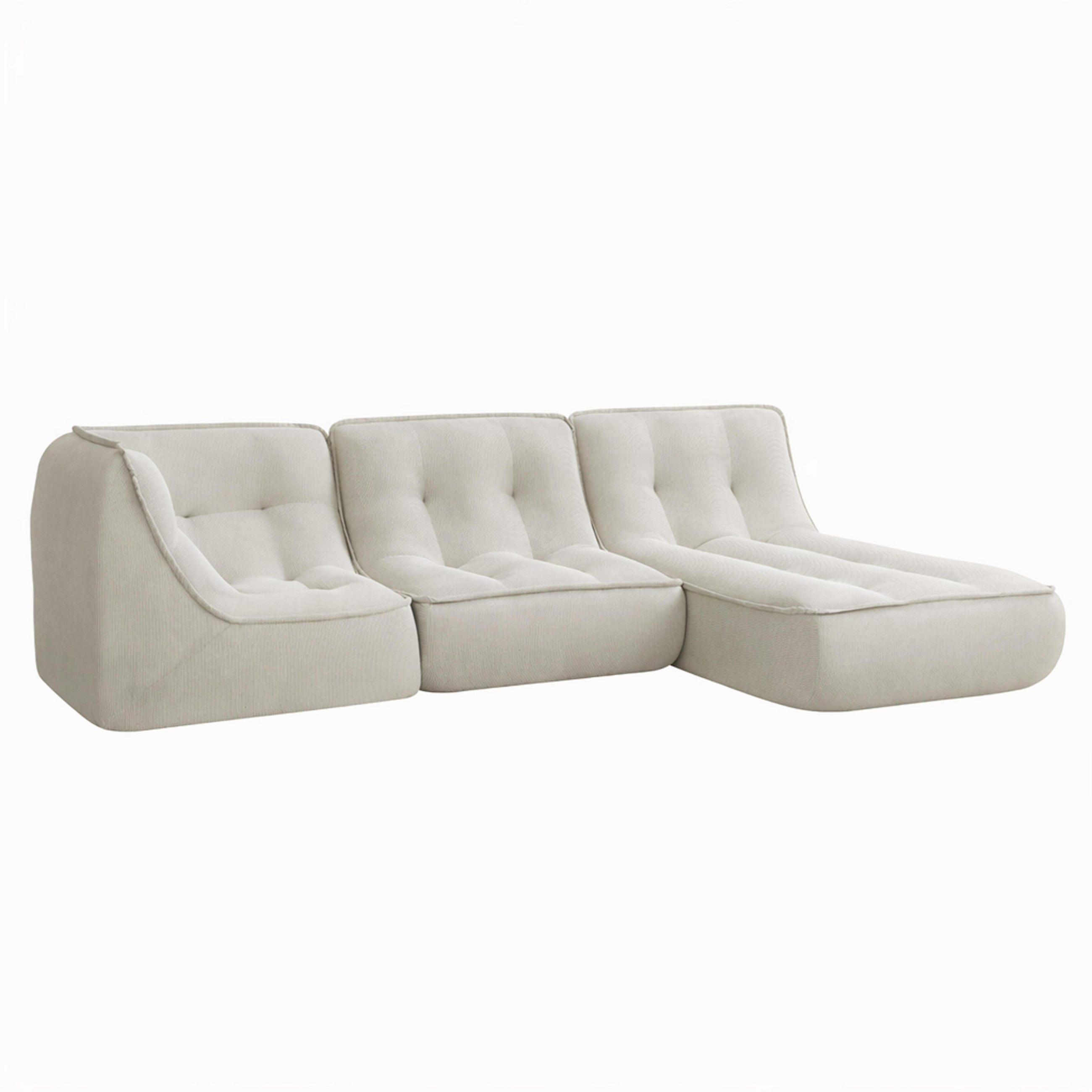 GARTENSOFA mit 3 Sitzplätzen, Ecru - Weiß, Textil (250/70/165cm) - Oviala