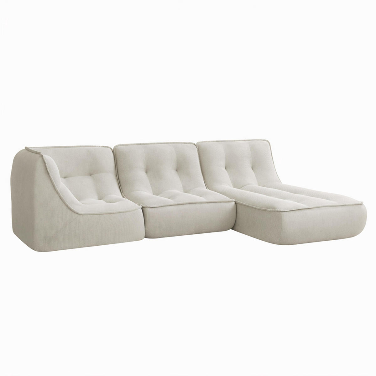 GARTENSOFA mit 3 Sitzplätzen, Ecru - Weiß, Textil (250/70/165cm) - Oviala