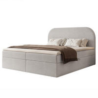 BOXBETT FUZZI 180x200 cm Grau (Bouclé-Stoff) - mit 2 Bettkästen, Bonellmatratze und weichem Kopfteil - Grau, Holzwerkstoff/Textil (180/200cm) - Ravio