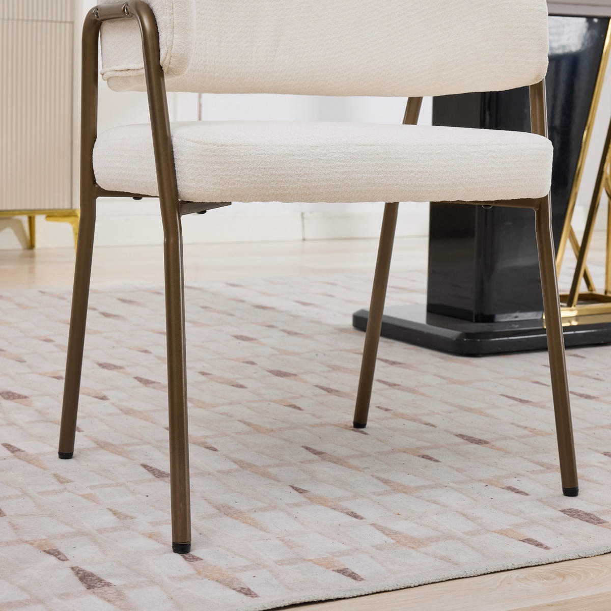 ARMLEHNSTUHL DE-36352 mit Chenille-Bezug Beige - Beige, Metall (54.5/79.5/57cm) - ComfortXL