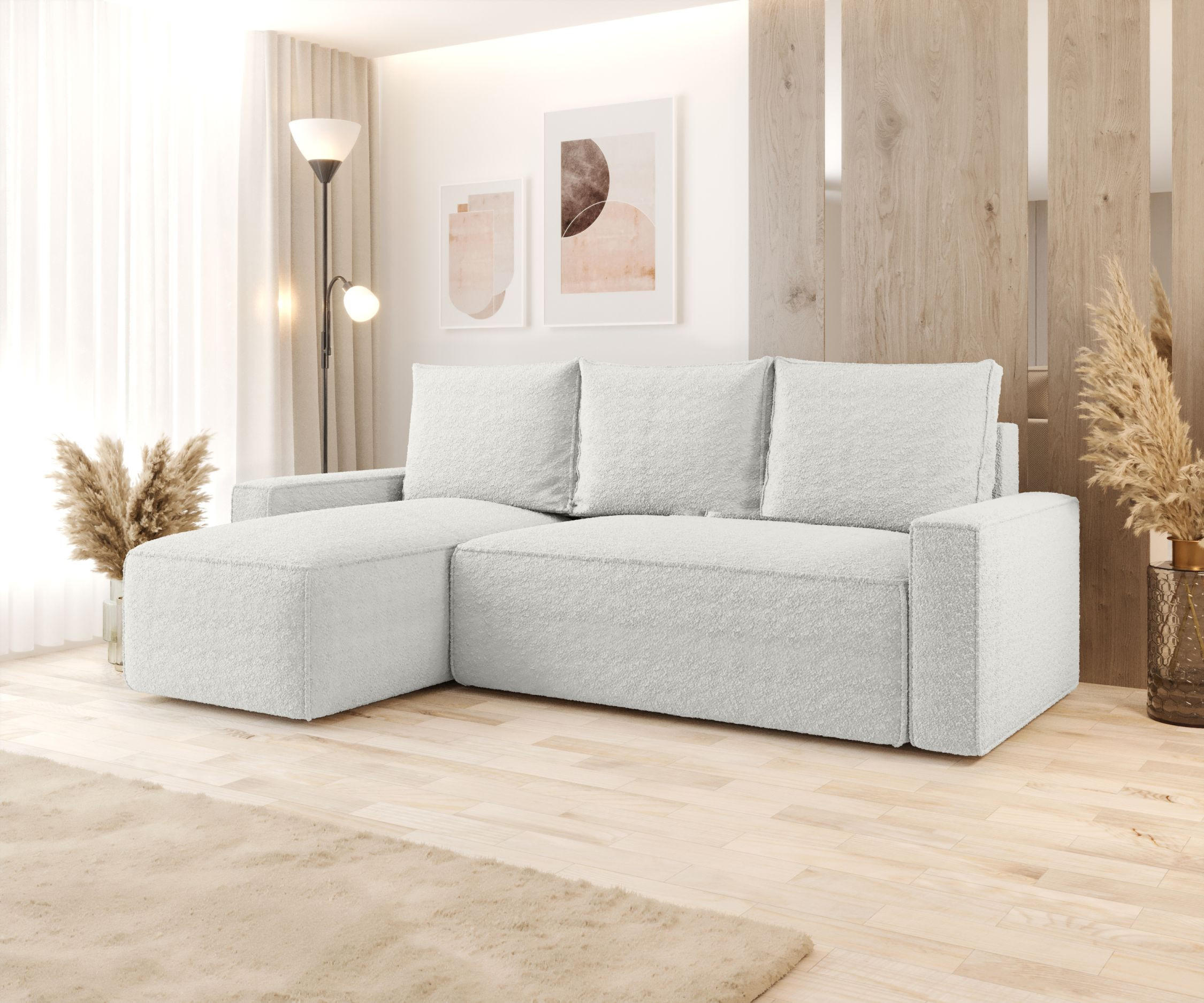 ECKSOFA mit Schlaffunktion SAVIO Quelle 01 Links - Weiß, Textil (232/140cm) - Bedante