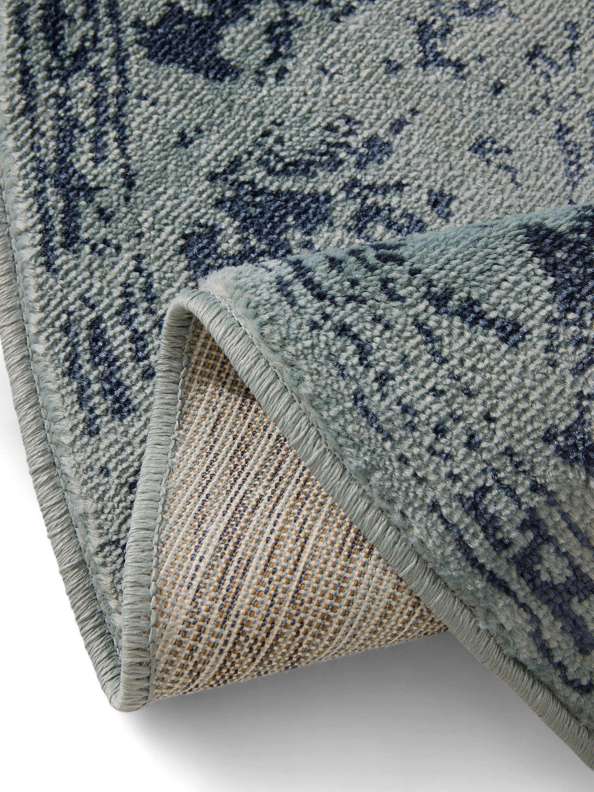 VINTAGE-TEPPICH Suki ø 120 cm rund - Türkis, Kunststoff (120/120cm) - benuta