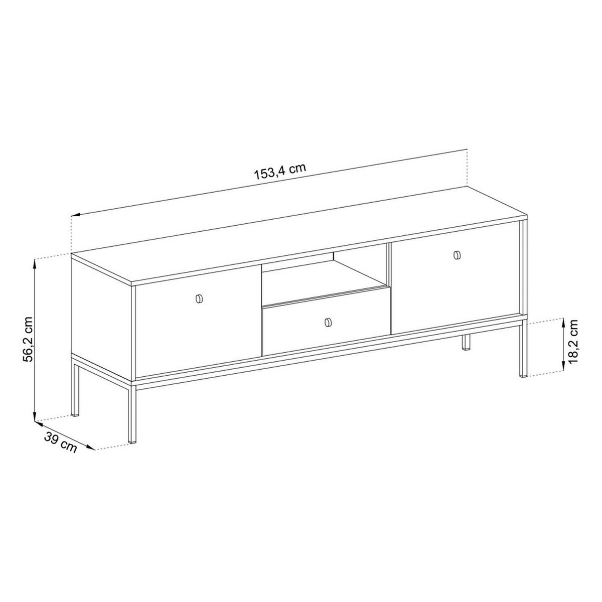 TV stolek Monne tmavě modrý 153/56/39 cm - černá/zlatá, kov/kompozitní dřevo (153.4/56.2/39cm) - Selsey
