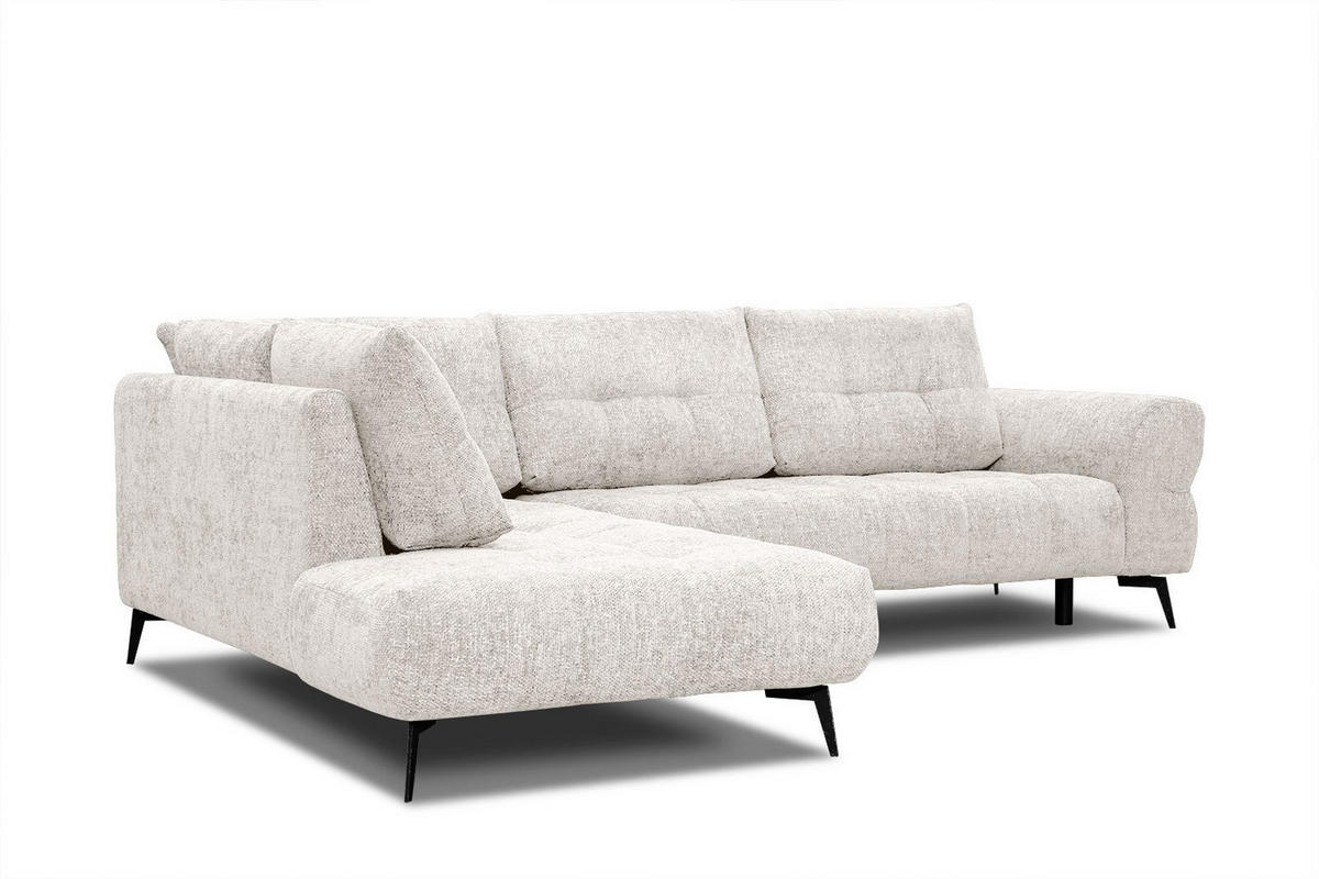 ECKSOFA SALVINI 5-Sitzer, ecru - Ecru/Schwarz, Holzwerkstoff/Textil (158/292cm) - Courtois Laville