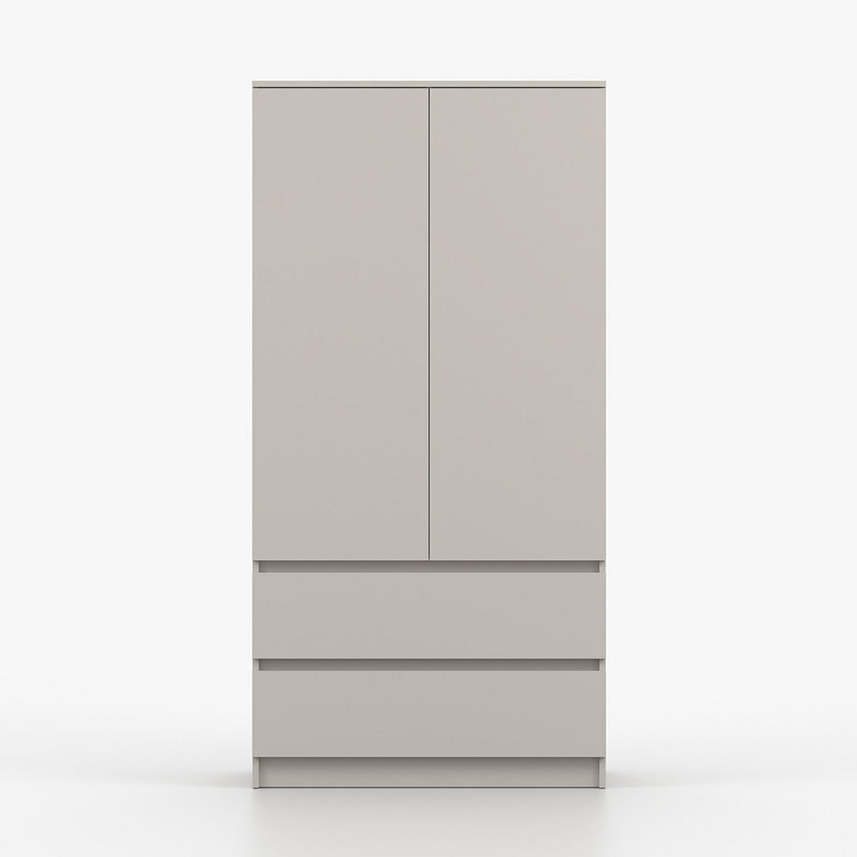 DREHTÜRENSCHRANK SOLO 2D2S II 90 cm Kaschmir/Kaschmir, 2-türig, zwei Schubladen, grifflos - Kaschmir, Holzwerkstoff (90/180/50cm) - imoebel24