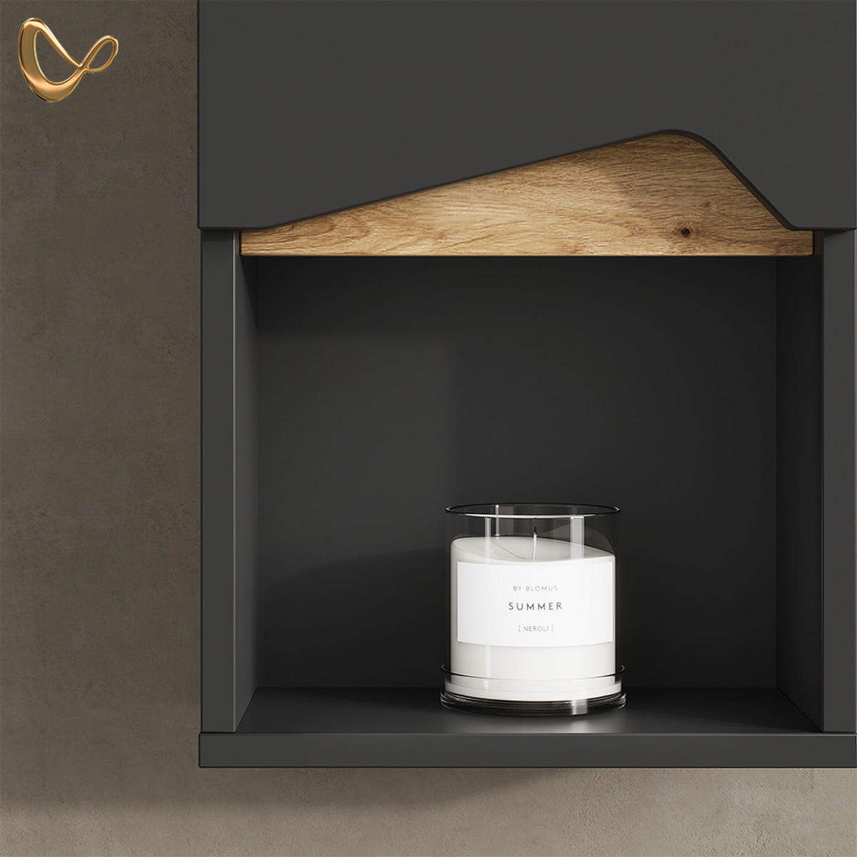 BADSCHRANK Timavo Anthrazit 30 x 67 cm mit Tür und offenem Fach - Anthrazit, Holzwerkstoff (30/67/17cm) - Livinity®