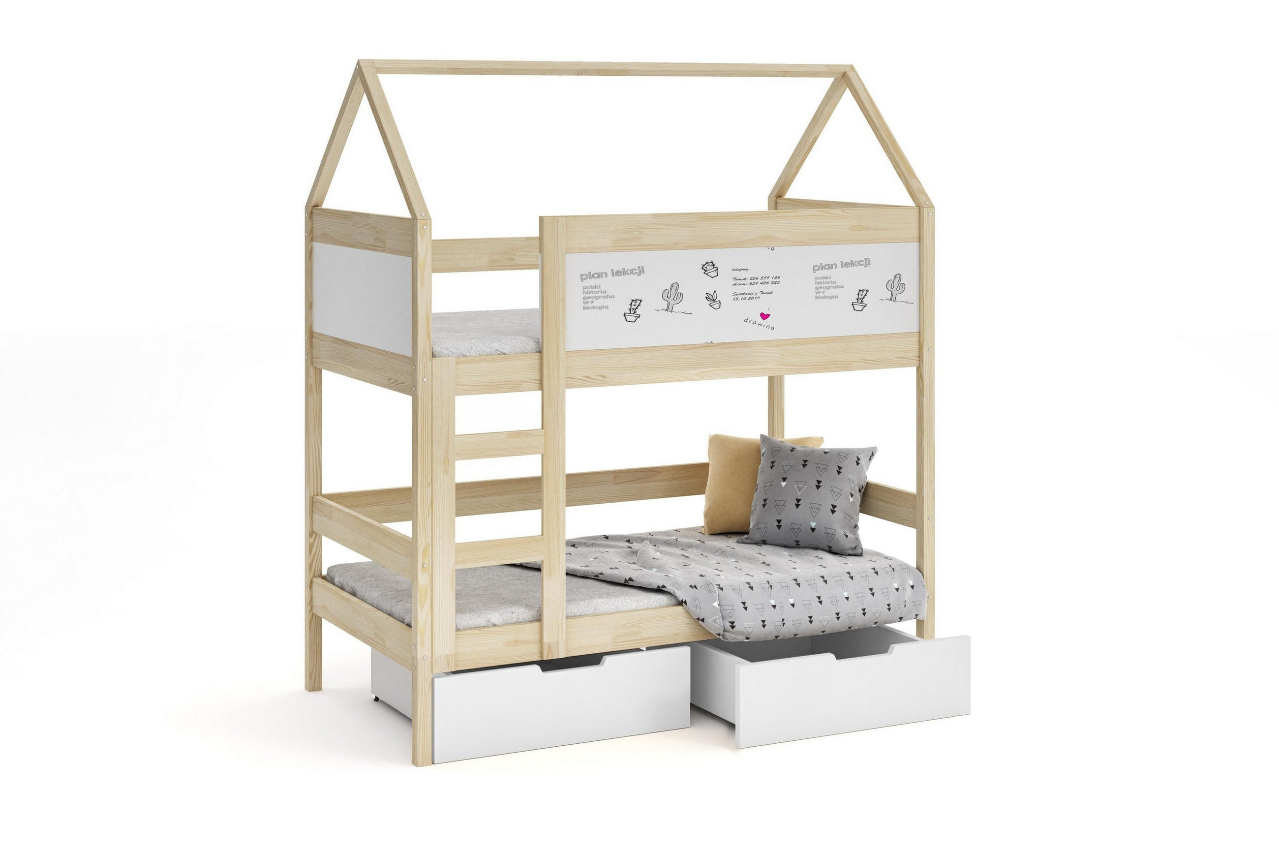 ETAGENBETT TAMI mit Bettkasten 80x180 cm Kieferfarben - Weiß/Kieferfarben, Holz (80/180cm) - MASSENO
