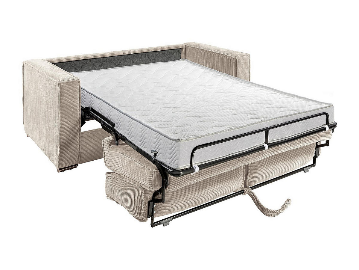 SCHLAFSOFA - 3 Personen - samt - beige Loreto - Beige, Textil (195/90/223cm) - Vente-Unique