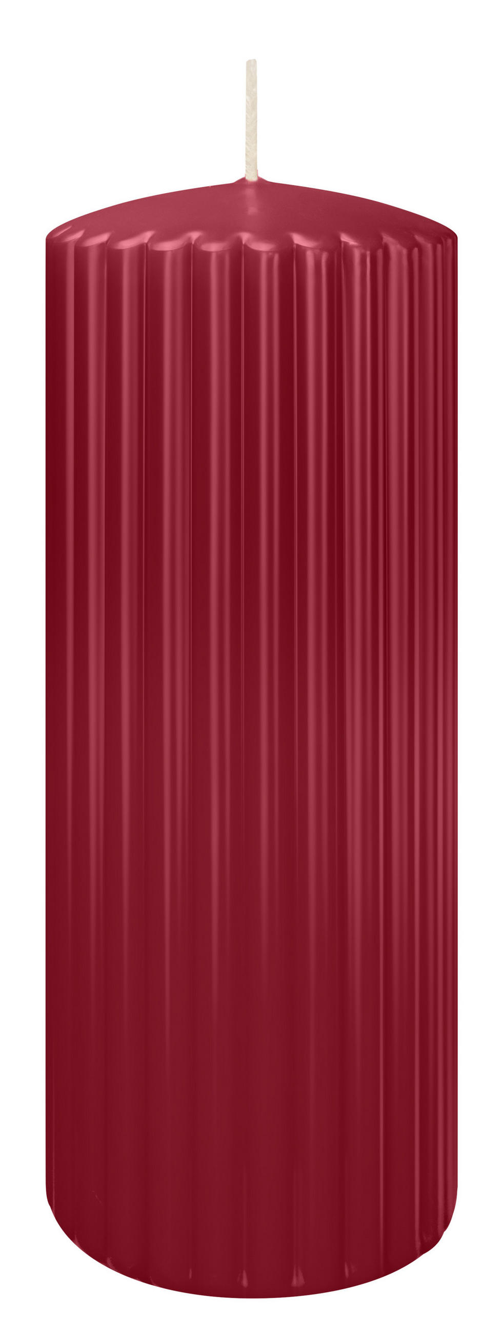 RILLEN KERZEN Bordeaux 200 x Ø 80 mm, 4 Stück - Bordeaux, Paraffin (8/20/20cm) - Wiedemann Kerzen