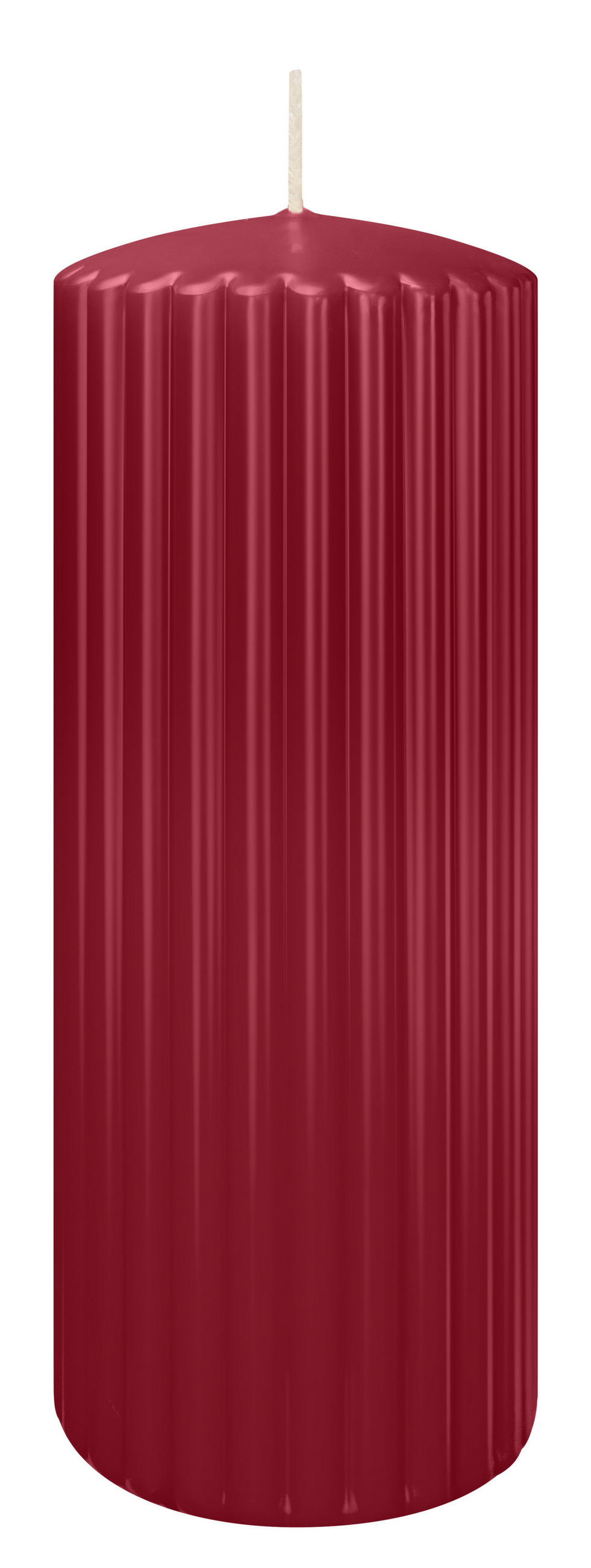 RILLEN KERZEN Bordeaux 200 x Ø 80 mm, 4 Stück - Bordeaux, Paraffin (8/20/20cm) - Wiedemann Kerzen