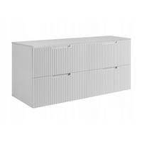 WASCHBECKUNTERSCHRANK VENA 120 cm mit Arbeitsplatte Farbe: Mattweiß gerillte Vorderseite Mattweiß - Weiß, Holzwerkstoff (120/58/46cm) - Rodan