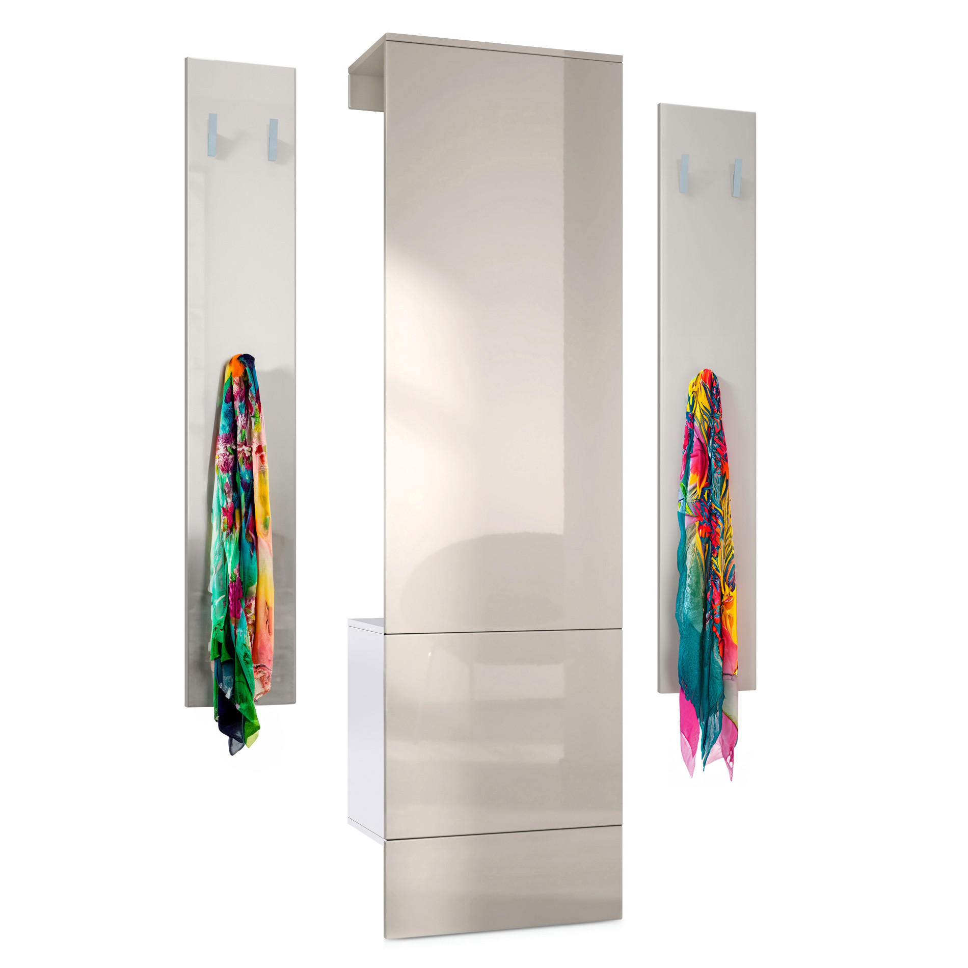 GARDEROBE Hollywood Sandgrau Hochglanz - Sandfarben, Holzwerkstoff (123/193/35cm) - Vladon