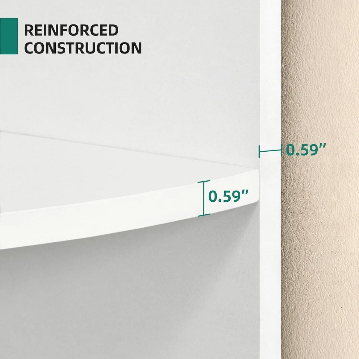 BÜCHERREGAL Weiß 5-stöckig 30 x 180 cm - Weiß, Holzwerkstoff (30/180/30cm)
