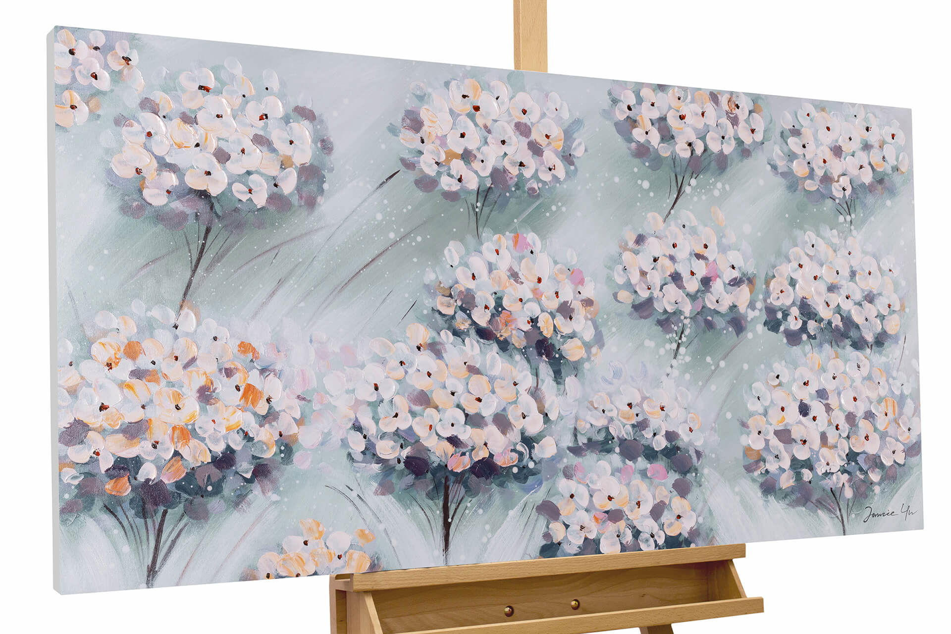 ACRYLBILD HANDGEMALT 120/60 cm - Blau/Grau, Holz/Textil (1.68/60cm) - KUNSTLOFT