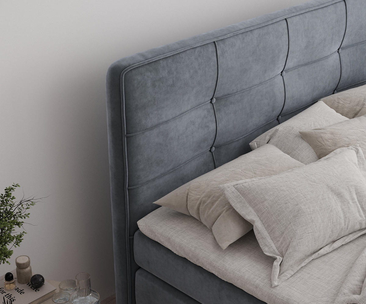 BOXSPRINGBETT Semplice Grau 140/200 cm - Schwarz/Grau, Holz/Holzwerkstoff (140/200cm) - Maison de Reve