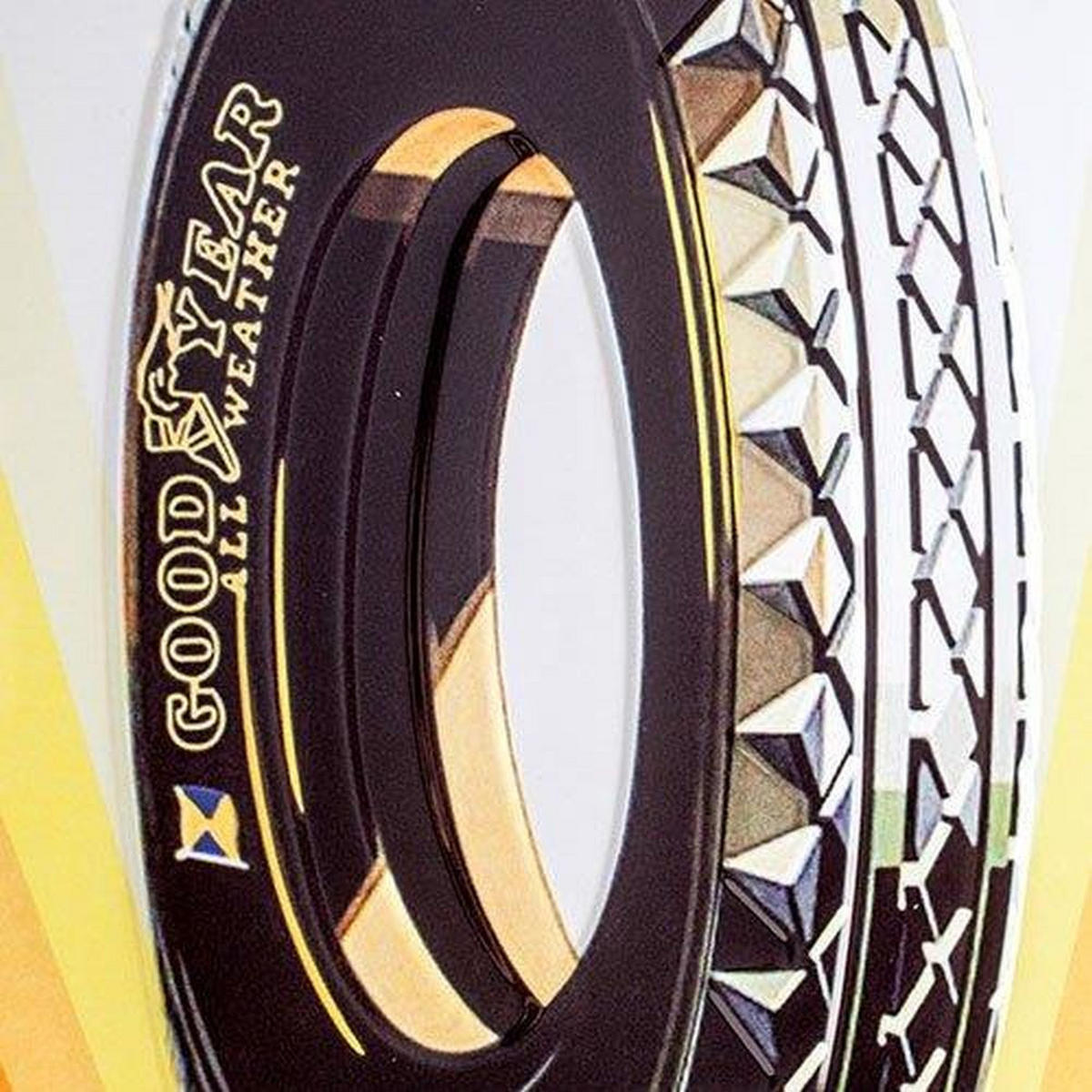 BLECHSCHILD 30/40 cm Goodyear Rainbow Wheel - Multicolor, Metall (30/40/0.2cm) - Nostalgic-Art