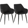 ARMLEHNENSTUHL 2er Set Samt Schwarz - Schwarz, Textil/Metall (52/82/63cm) - CLP