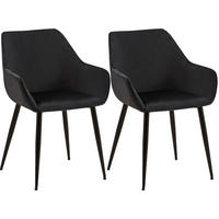 ARMLEHNENSTUHL 2er Set Samt Schwarz - Schwarz, Textil/Metall (52/82/63cm) - CLP