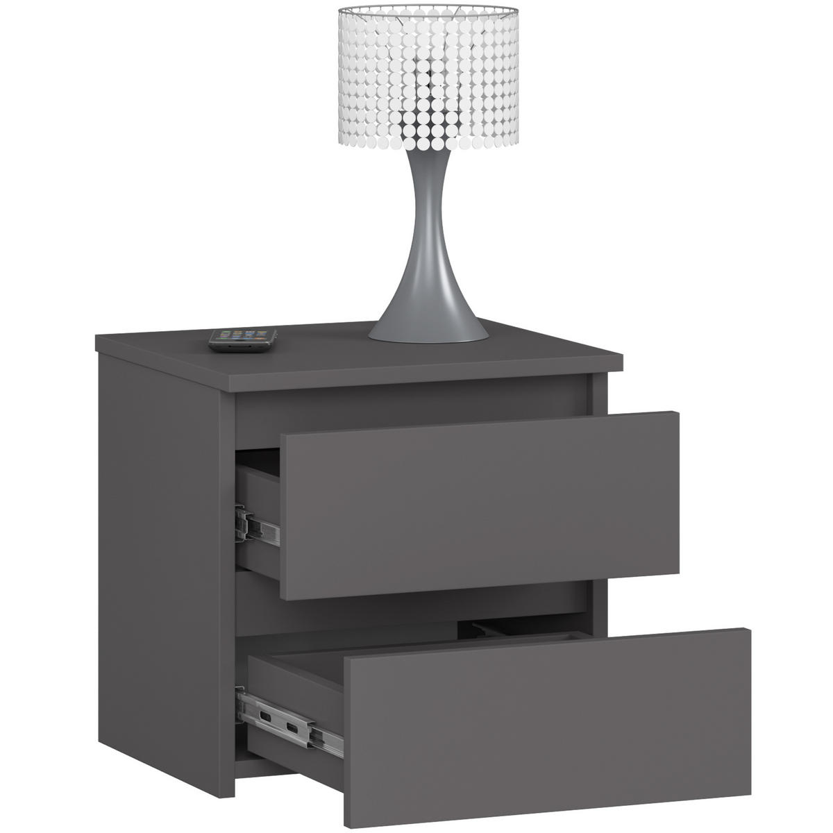 NACHTSCHRANK Grau 40x35x40 cm - Weiß/Grau, Holzwerkstoff (40/40/35cm) - Akord