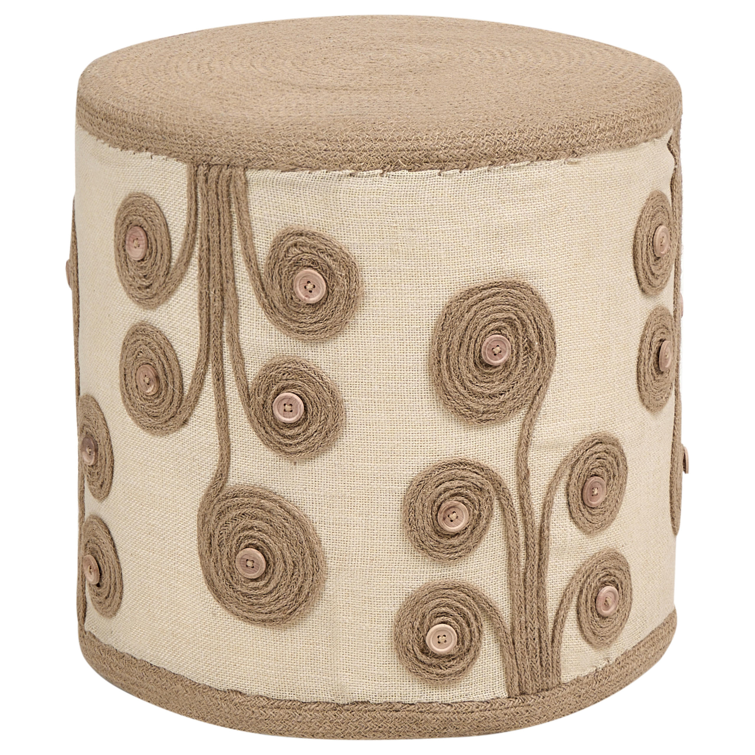 POUF Jute Weiß Diman - Weiß, Textil (40/40/40cm) - Beliani