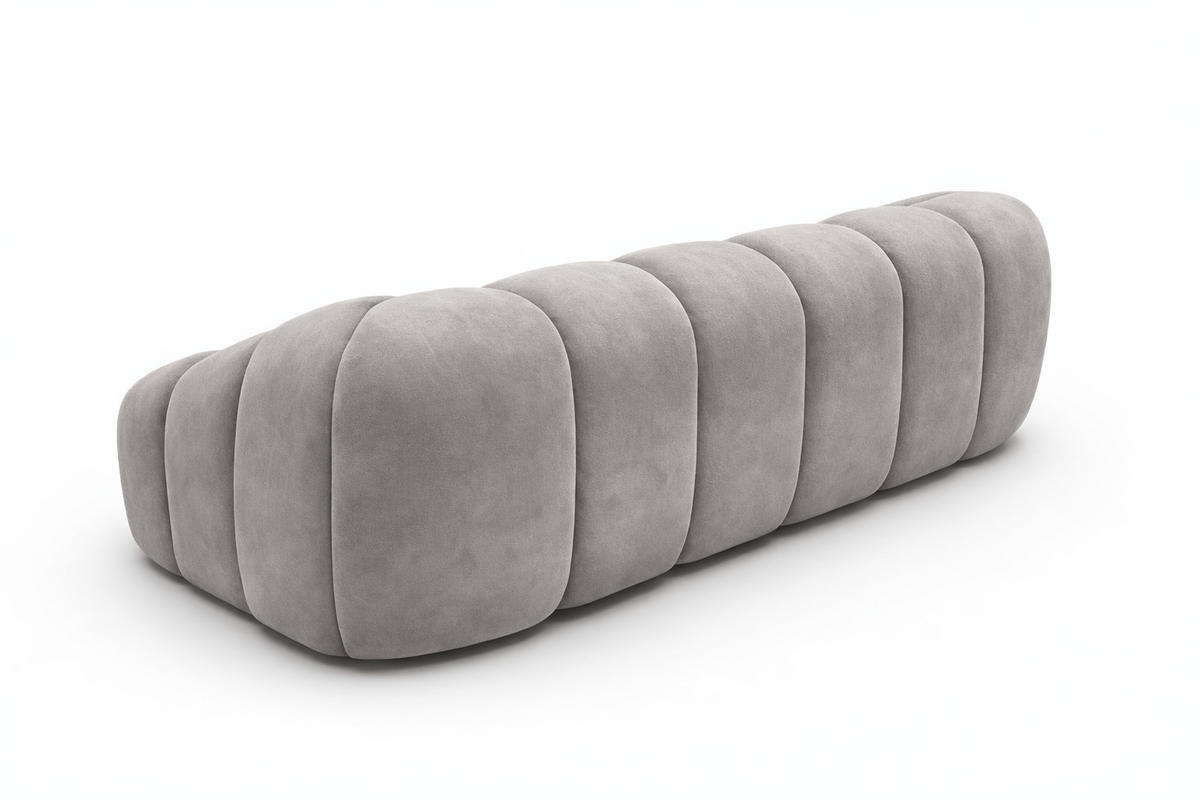 SOFA 3-Sitzer modular, Veloursstoff Bluvel, Grau, CROISSANT - Grau, Holz (240/72/115cm) - Kaiser Möbel