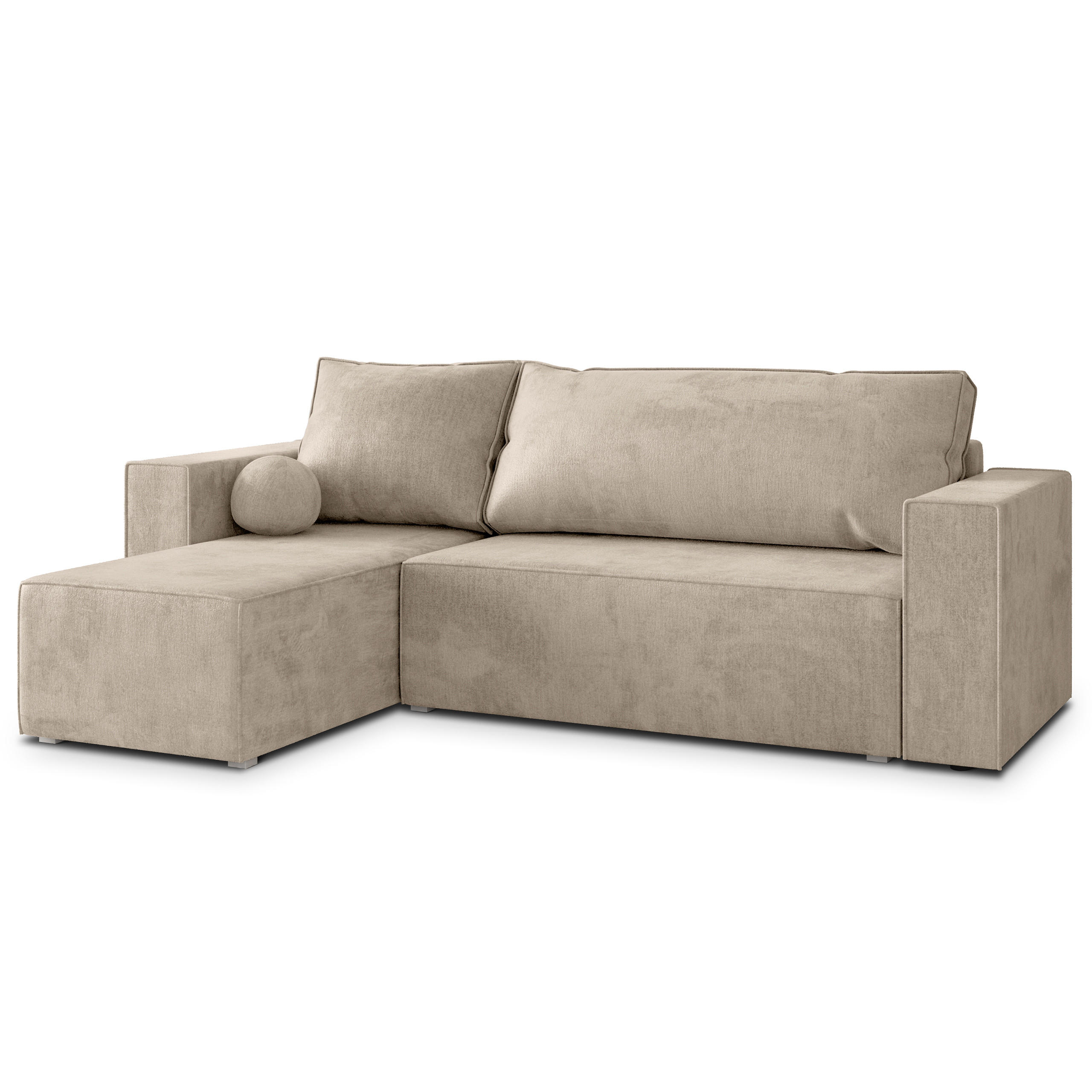 ROHOVÁ SEDAČKA RAVELO krémová - šedá/krémová, dřevo/textil (240/140cm) - MASSENO