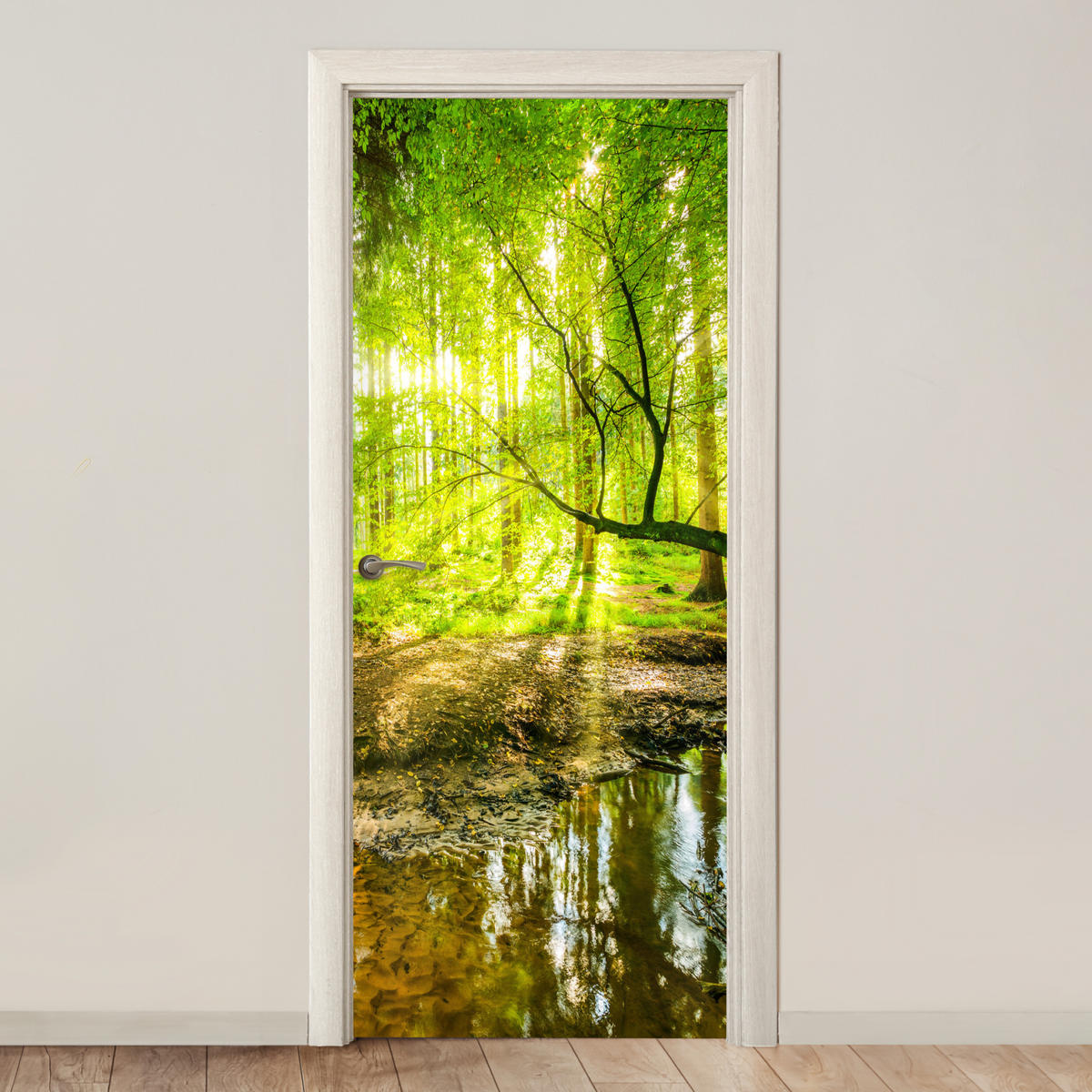 NALJEPNICA ZA VRATA Šuma 95x215 cm - svijetlo zelena, plastika (95/0.1cm) - MuchoWow