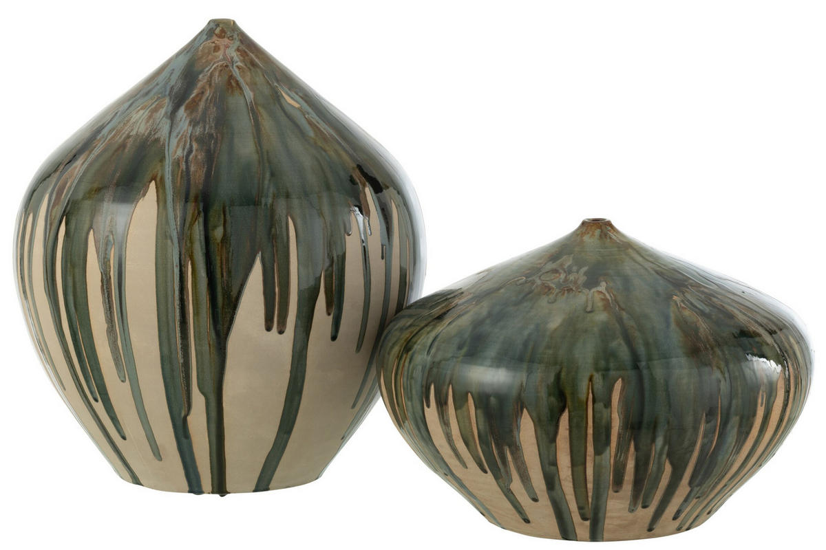 VASE CELADON - Keramik - Beige/Grün - Ø 40 cm - Multicolor, Keramik (45cm) - J-Line