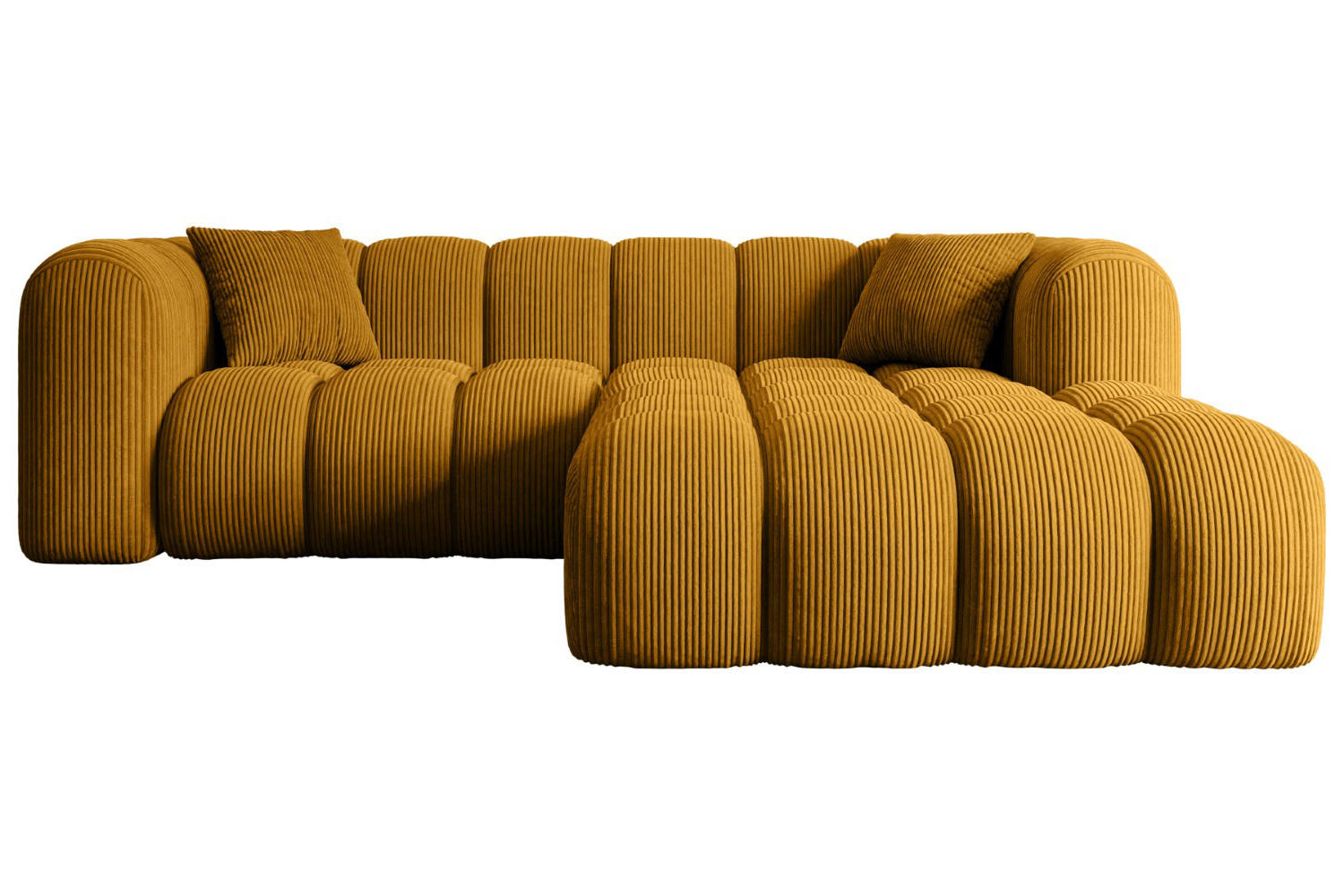 ECKSOFA Ottomane Rechts OLEA-L1 - 231x173x74 cm Senfgelb Cord - Gelb/Schwarz, Holzwerkstoff/Kunststoff (231/173cm) - ALTDECOR