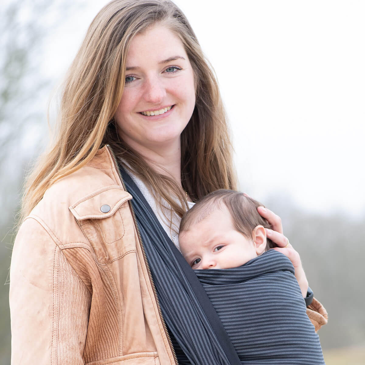 BABYTRAGETUCH Gewebtes Tragetuch - Dunkelgrau/Graphitfarben, Textil (70/0.1/460cm) - Hoppediz