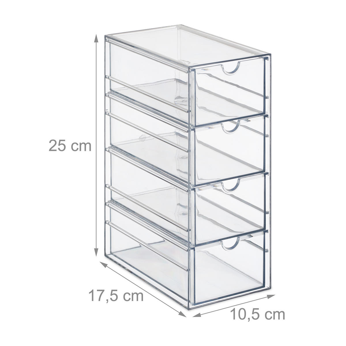 SCHUBLADENBOX - Transparent, Kunststoff (10.5/25/17.5cm) - Relaxdays