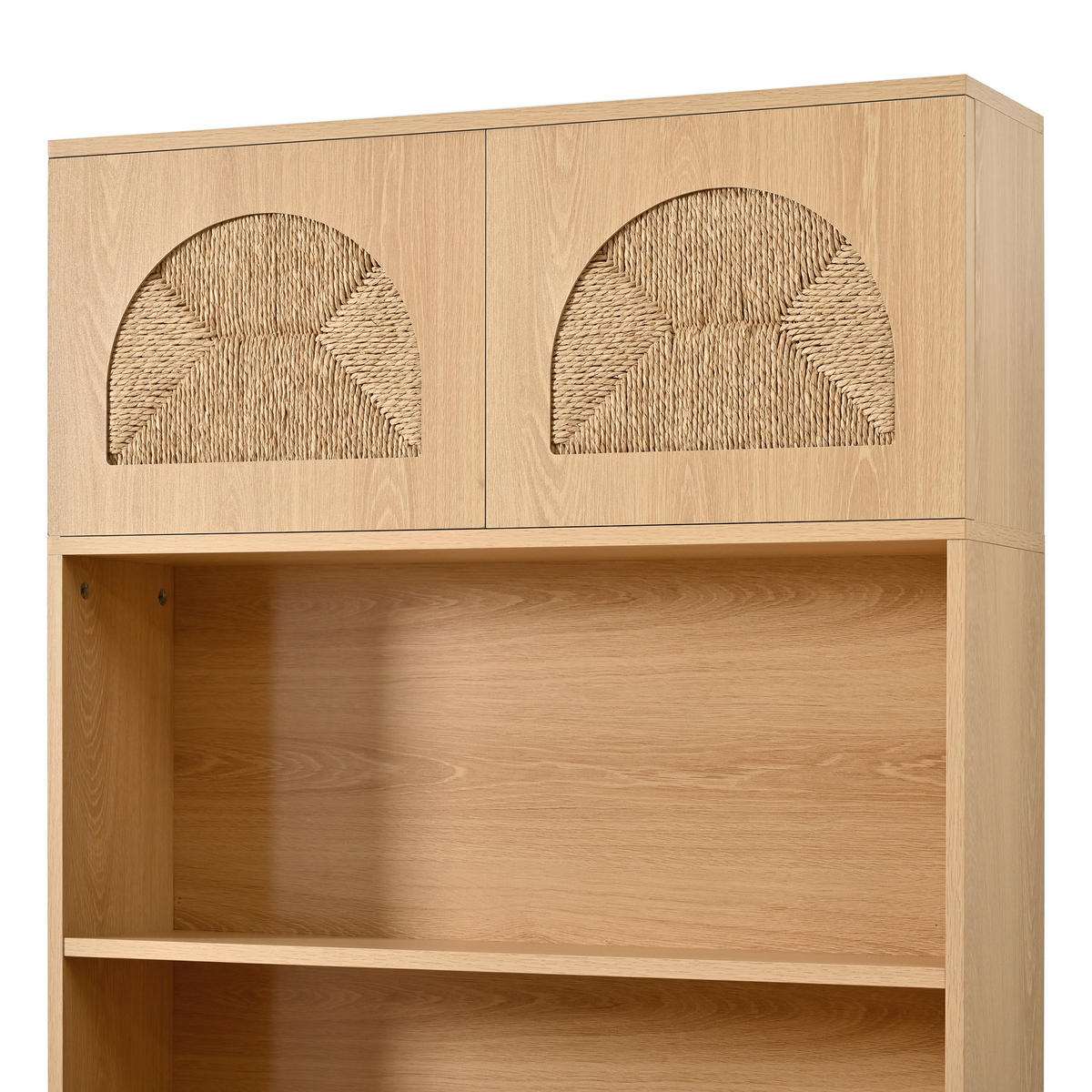 SIDEBOARD Hochschrank Seilgeflecht Türen Stauraum Holzfüße Modern - Naturfarben, Holzwerkstoff (80/180/40cm) - FLIEKS