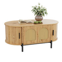 COUCHTISCH oval Rattan Holzoptik - Naturfarben, Holzwerkstoff (50/100/40cm)