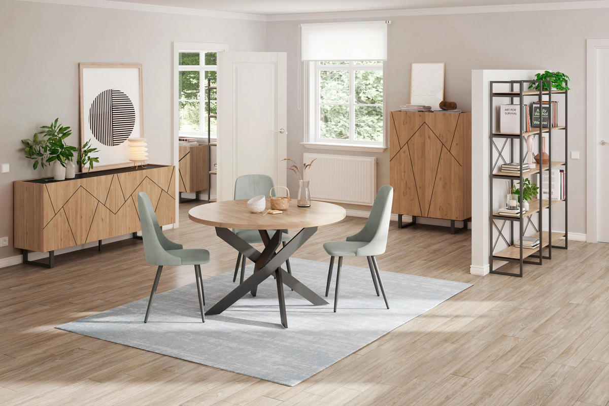 ESSTISCH Ther Schwarz 120/120/77 cm - Schwarz, Holz (120/120/77cm) - Calicosy