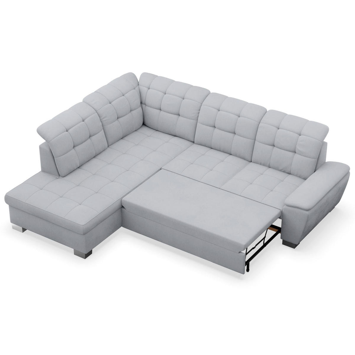 ECKSOFA Jamaal Hellgrau linksseitig - Hellgrau/Schwarz, Textil (258/212cm) - Selsey