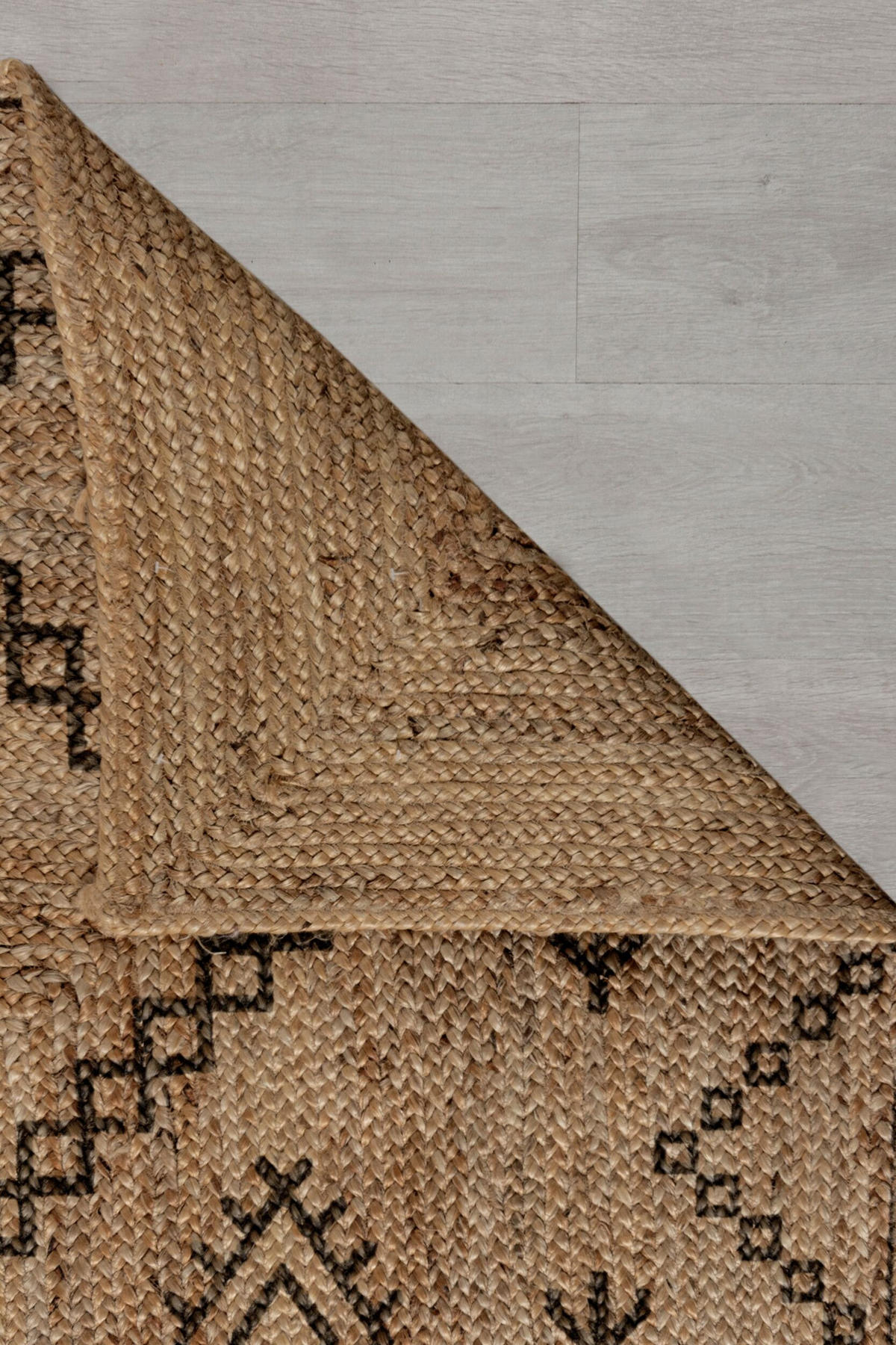 TEPPICH Jute Geometrisch-Design, öko NEATH PAUL, Braun-Schwarz 120x170 cm - Braun, Naturmaterialien (120/170cm) - KADIMA DESIGN